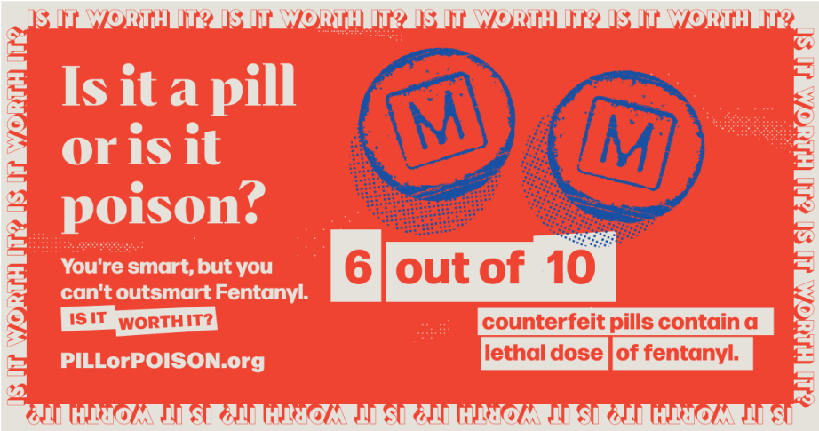 "Pill or Poison" design in red